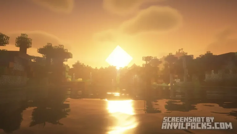 Sunset horizon with heavy orange lighting and reflections on the water surface.