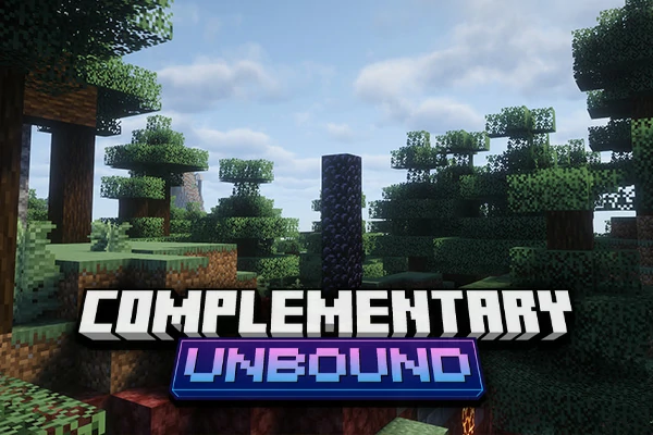 Cover art displaying the Complementary Unbound logo over a shader-enhanced Minecraft background.