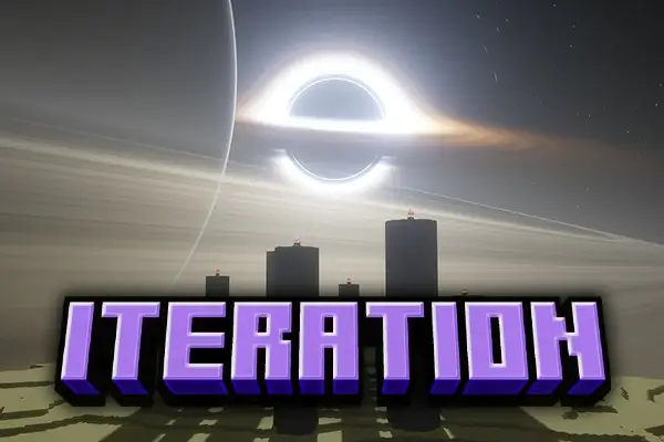 Cover art displaying the Iteration logo over a custom End dimension background with a black hole and rings.